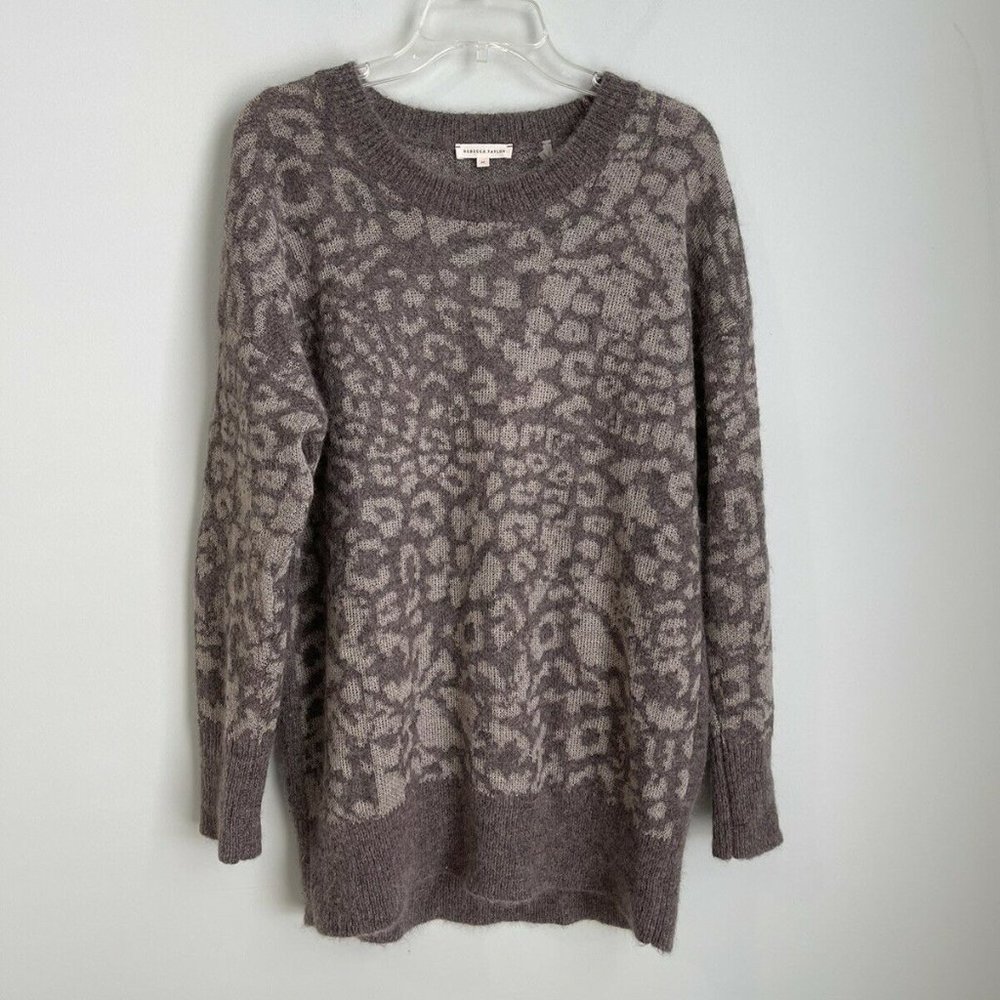 Rebecca Taylor Animal Print Alpaca Mohair Oversized Sweater